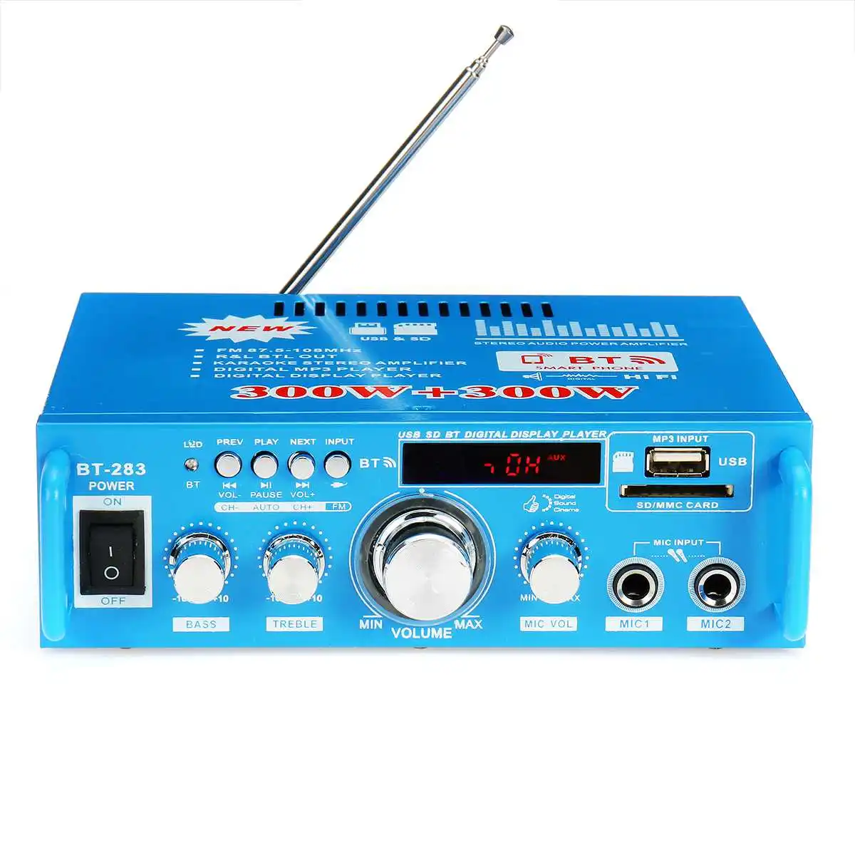 600 Вт Многофункциональный усилитель 12/220V bluetooth стерео аудио цифровой пульт дистанционного управления Управление усилители Hi-Fi USB FM радио USB SD 2 Каналы