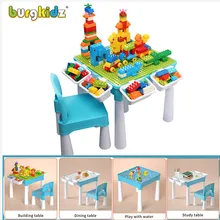 Crianças brinquedos atividade mesa blocos de construção com 124 pces mármore corrida conjunto compatível duploed tijolos brinquedos educativos para o menino