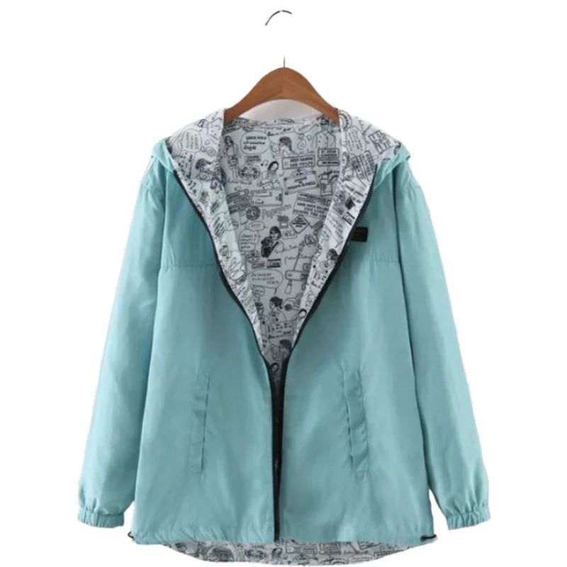 Женская Двухсторонняя куртка на молнии с карманами и капюшоном|jacket pocket|coat