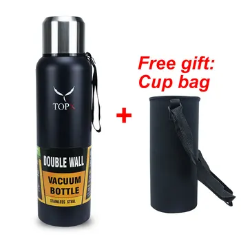 

Thermos Bottle To Keep Water Warm 1500ml Large Capacity Stainless Steel Portable Vacuum With Cup Gift Cover Tumbler With Bag
