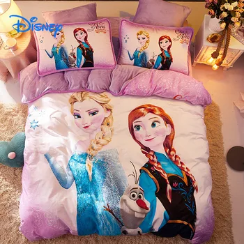 

Disney children's quilt sheets flannel four-piece winter cartoon coral fleece cotton thickened boys girls bedding sets frozen