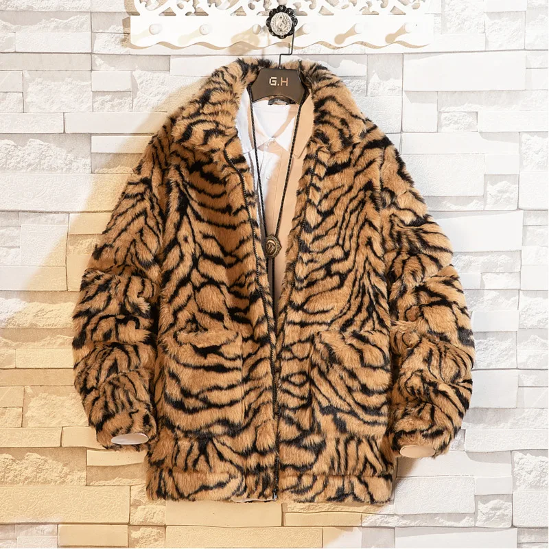 UYUK2019 Winter New Loose Fashion Trend Imitation Animal Hair Tiger Pattern Fur Coat Thick Quilted Jacket Large Size Clothes