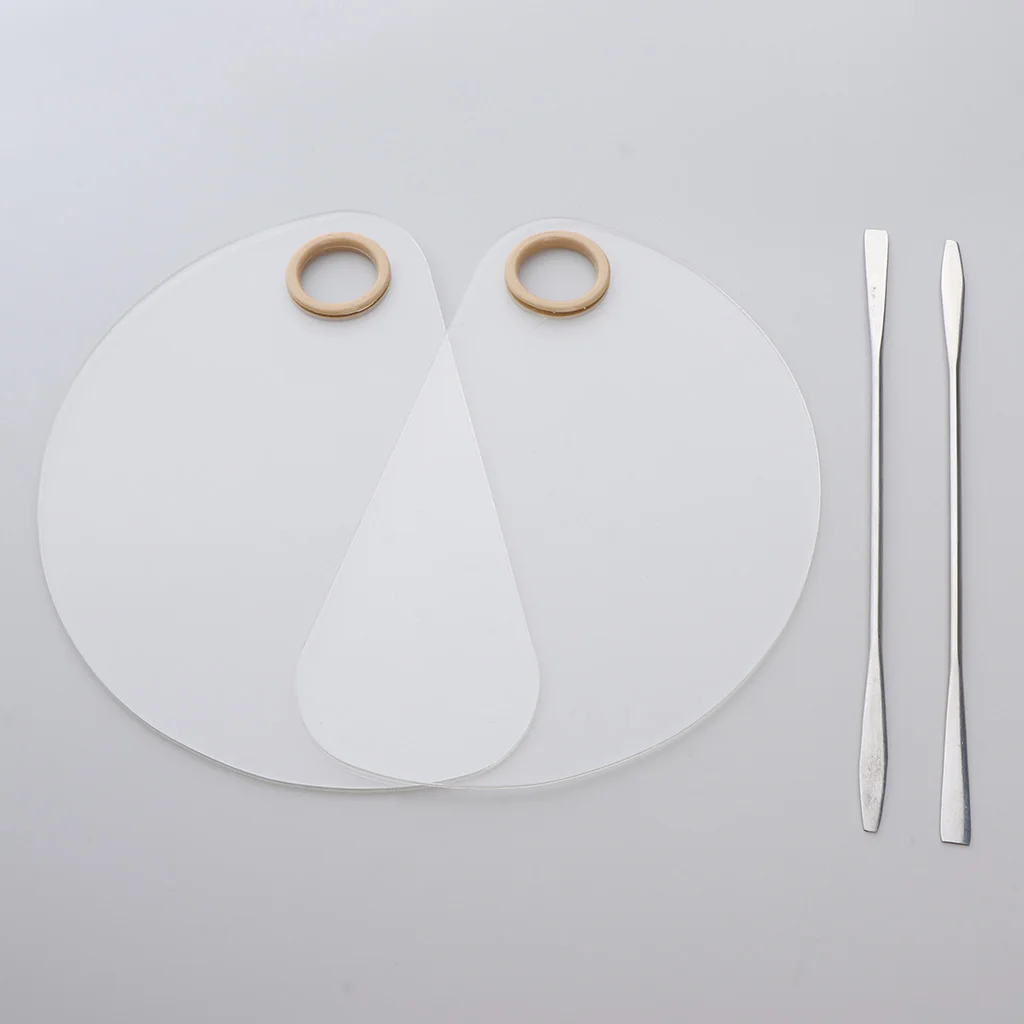2PCS Nail Art Palette with Stainless Steel Spatula Professional Nail DIY Art Design Paint Color Mixing Palette