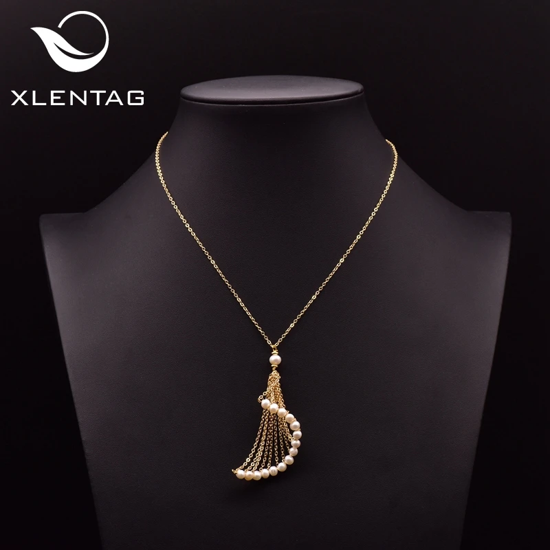 XlentAg натуральный пресноводный жемчуг длинное ожерелье с подвеской для женщин и