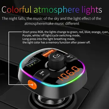 

FM Transmitter Car Bluetooth 5.0 Dual USB QC3.0 Car Bluetooth MP3 Wireless Charger Type-C Audio PD Player Handsfree Aux Ada Y1G7