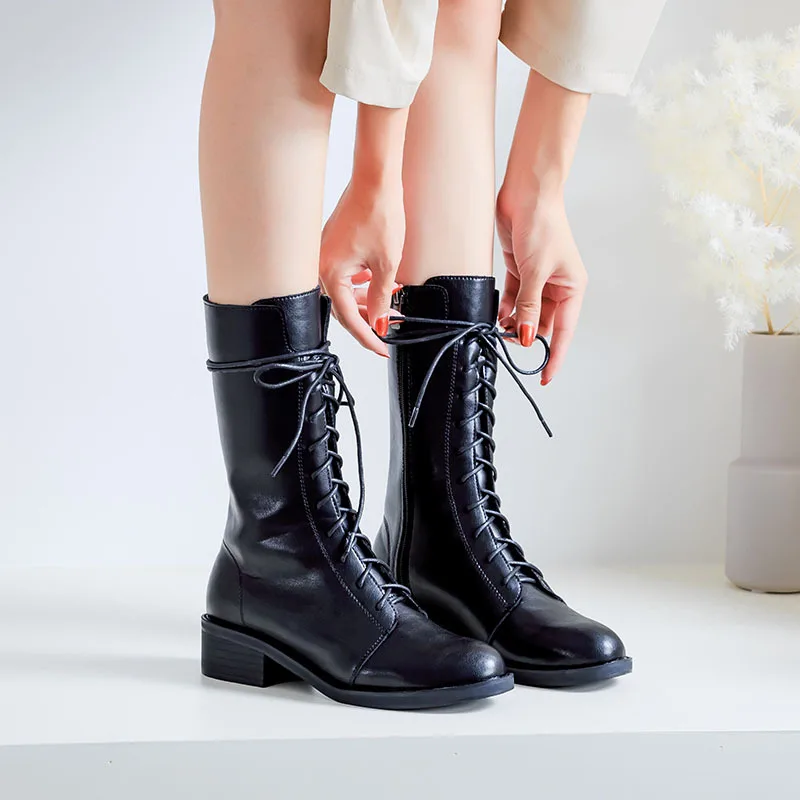 

Martin Boots Children 2019 New Style Autumn And Winter Chunky-Heel Bandage Cloth Motorcycle Boots Short-height Middle Boots Size
