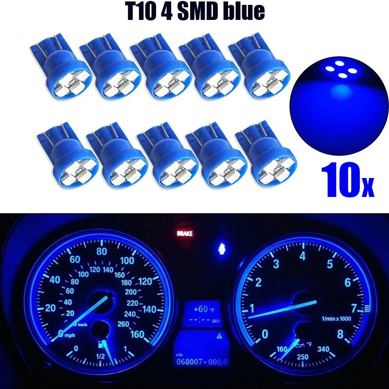 10 шт./компл. автомобильный светильник T10 4SMD 1210 светодиодный на приборной панели