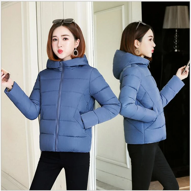 Winter Jacket Women Warm Parkas Short Hooded Cotton-padded Coats Solid Color Basic Wadded Female Abrigo Mujer R157 |