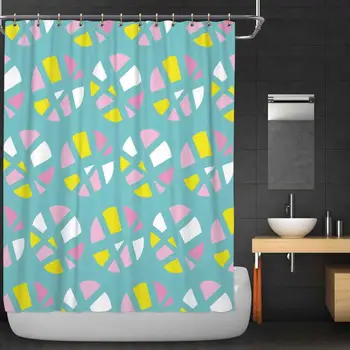 

Modern Geometry Seamless Pattern Vector Surface Design for Print and Web in Yellow Fabric Shower Curtain,Rosy and Blue Color for