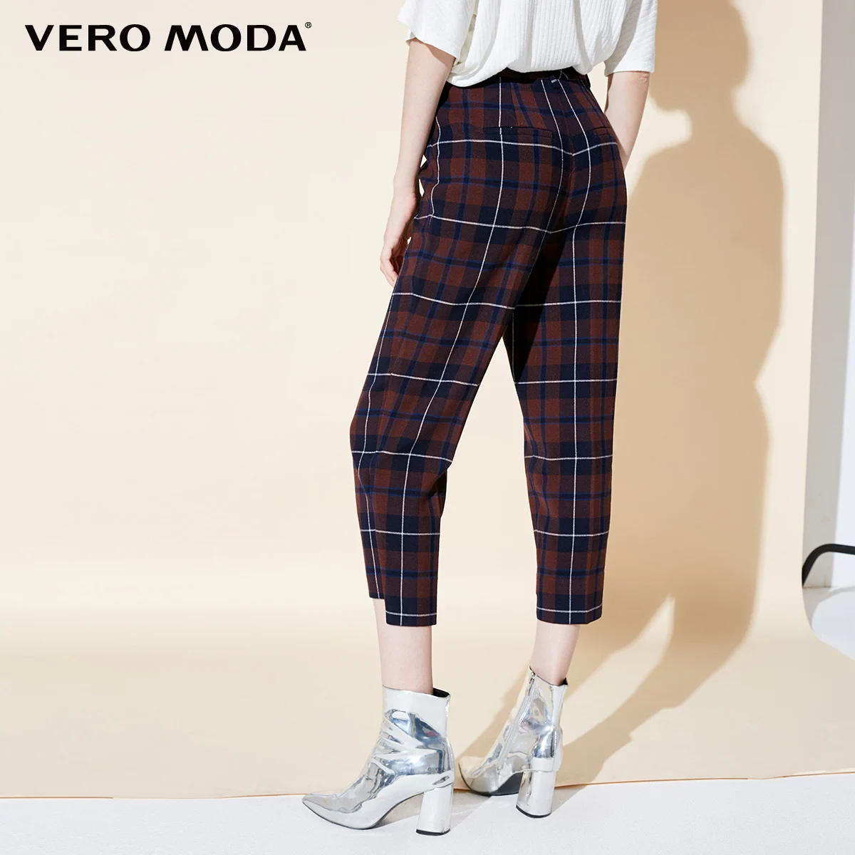Vero Moda Новое поступление брюки женские Женские клетчатые широкие повседневные Капри | 31846J523