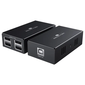 

AM05-USB Extender 1 in 4 Out USB2.0 to RJ45 Extender 50 Meters Can Receive Multiple USB Devices At the Same Time(EU Plug)