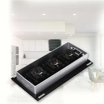 

3 Power UK EU Socket ALL Aluminum Alloy Plate Slide Type Dual USB Charge Port Office Table Outlet Matte Black Cover