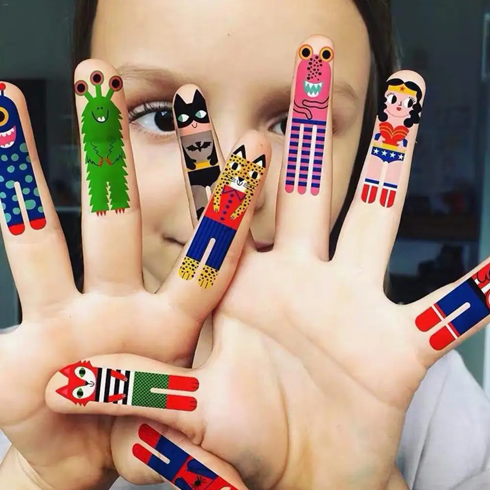 

12pcs New Multi-style Child Tattoo Sticker Thumb Temporary Sticker Tell A Story Cartoon Anime Kids Child Tattoo Sticker Colored