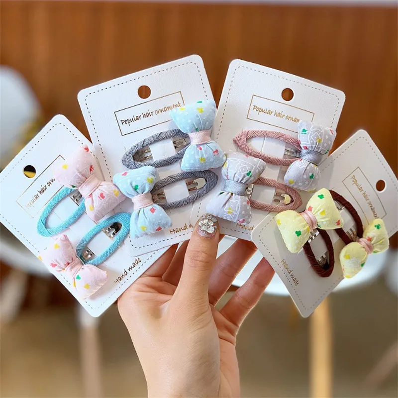 

5set/lot Girls Cloth Stuffing Cotton BB Clip Kids Candy Color Bow Flower Hair Accessories Cute Korean Style Hairpins Headwear