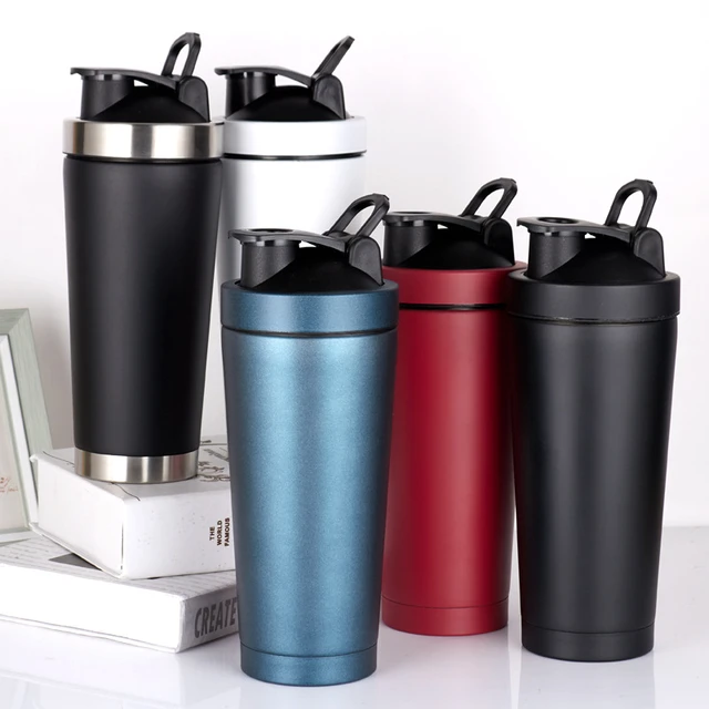 Blender Bottle Shaker Mixer Cup Reusable Silicone Straw - Black