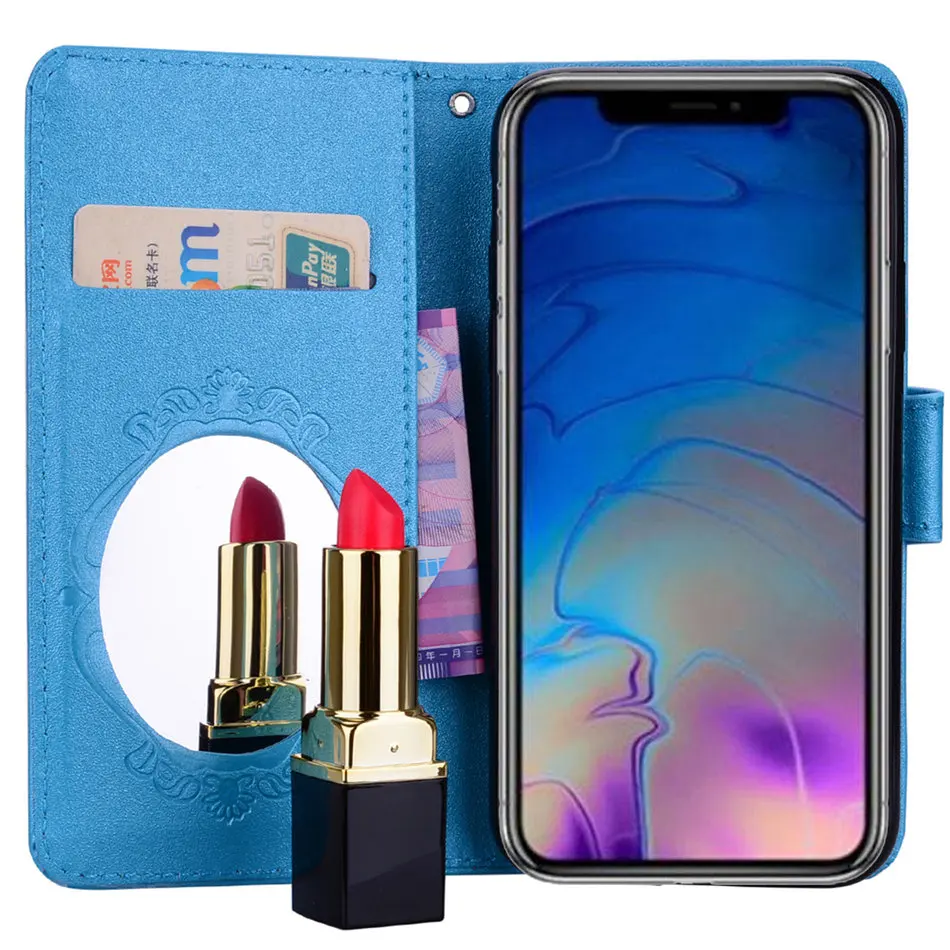 

Girl Lady Flip Case For Apple iphone XR XS Max X 7 8 6s Plus 5S ipod touch 6 5 Makeup Mirror Features Wallet Stand Cover D99B