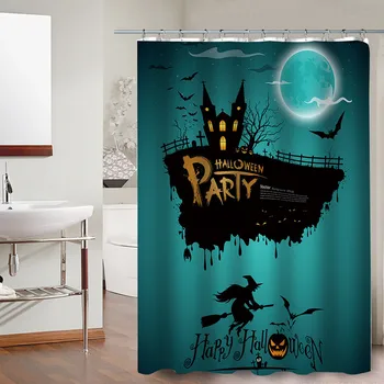 

Happy Halloween Wizard Cute Cartoon Shower Curtains Bathroom Curtain Frabic Waterproof Polyester Bath Curtain With Hook