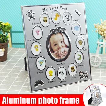 

Baby First Year Keepsake Picture Photo Frame Alloy Multi Picture Frames for Newborn Home Decor SP99