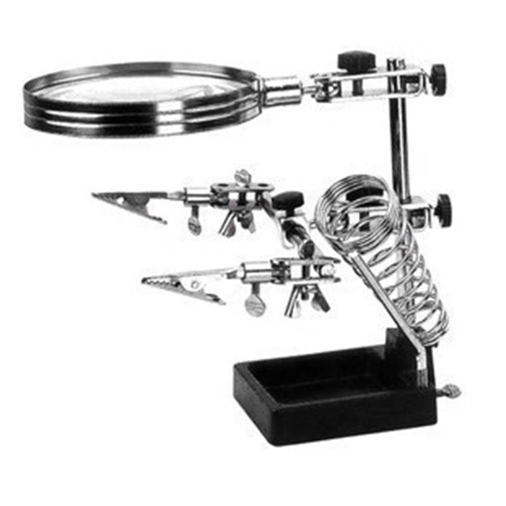 Gift Magnifying Glass Desktop Holder Third Hand Clamp Home Professional Magnifier Stand Jewelry Loupe Repairing Tools Helping