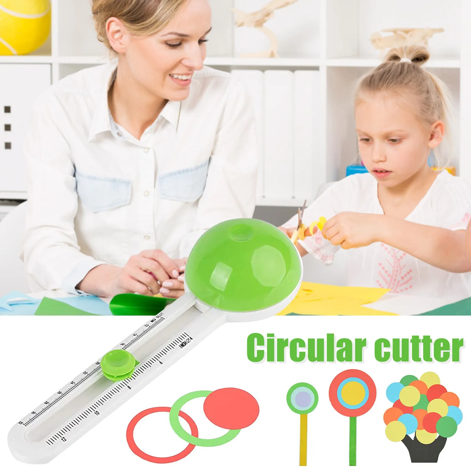 Portable Compass Circle Cutter, Safety Paper Trimmer for Child Kids