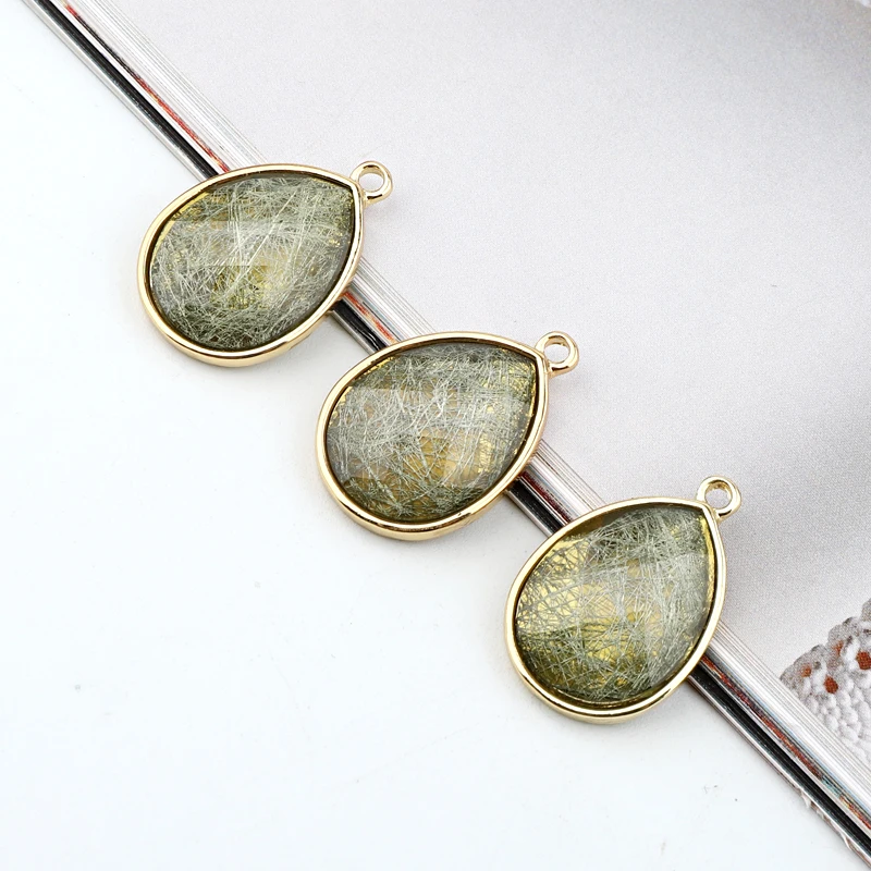 5 шт. 26 мм Винтажные серьги-подвески украшения из смолы капли воды Diy Ювелирные изделия сделать золотые серьги ожерелье кулон украшение на руку C315 - Окраска металла: green
