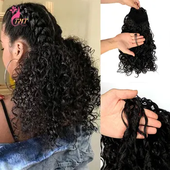 

Afro Kinky Curly Ponytail African American Short Wrap Synthetic Drawstring Ponytail Puff Pony Tail Clip in Hair Extensions