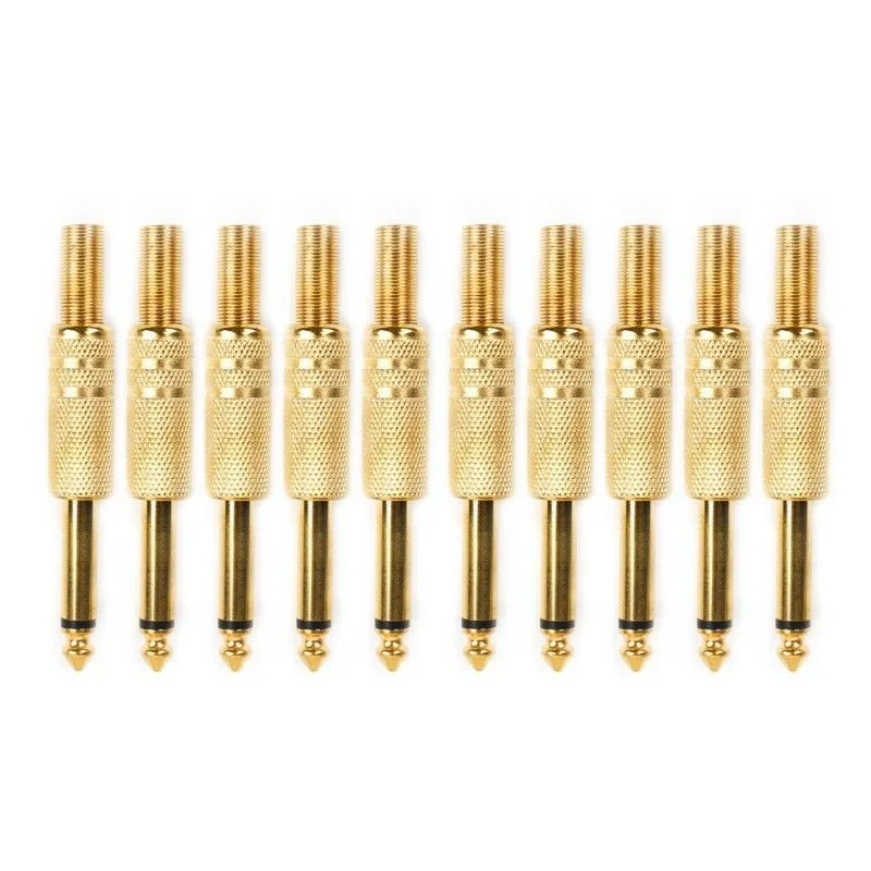 

10pcs Gold Plated 6.35mm Male 1/4 Mono Jack Plug Audio Connector Soldering