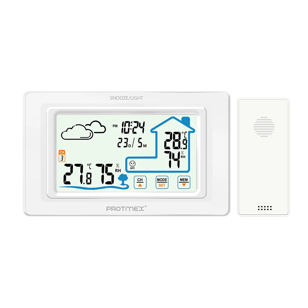 Indoor and Outdoor Colorful LCD Display Weather Station With Weather Forecast Radio control Time