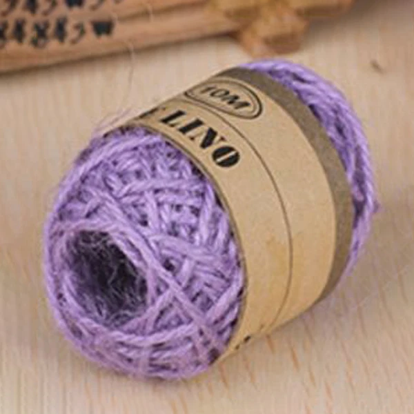 10M/Roll Hemp Twine String Photo Wall Gift Box Craft Making Material Hemp Rope - Color: Purple