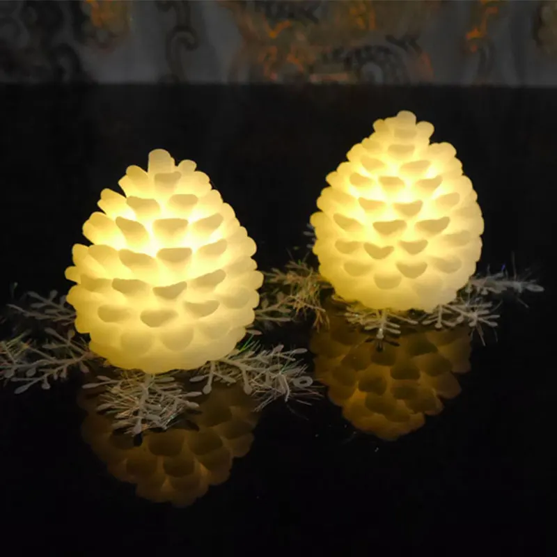 Pinecone светодиодный светильник-Свеча для украшения рождества, Нового года, желтый цвет, Мерцающий СВЕТОДИОДНЫЙ Светильник-ночник для дома, свадьбы, дня рождения