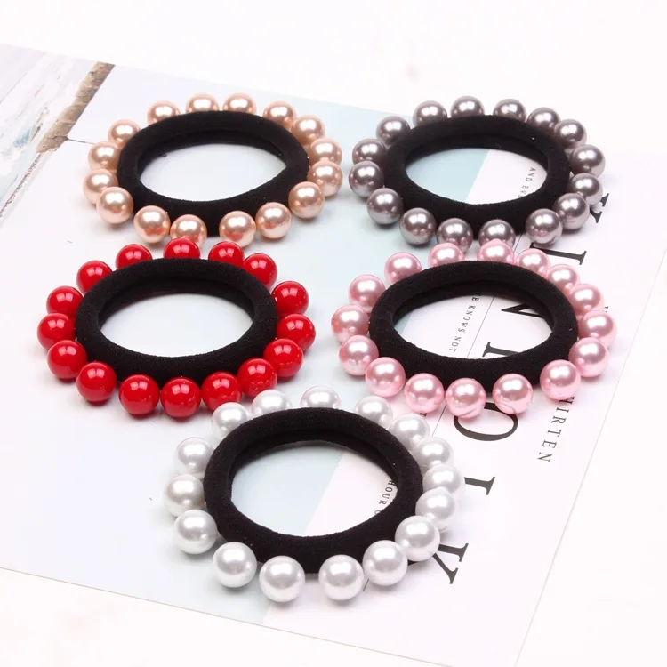 types of hair clips 1PC Fashion Girl Elastic Hair Band Pearl Black Hair Rope Elegance Women Hair Accessories Rubber Band Ponytail Holder Tie Gum bridal hair clip