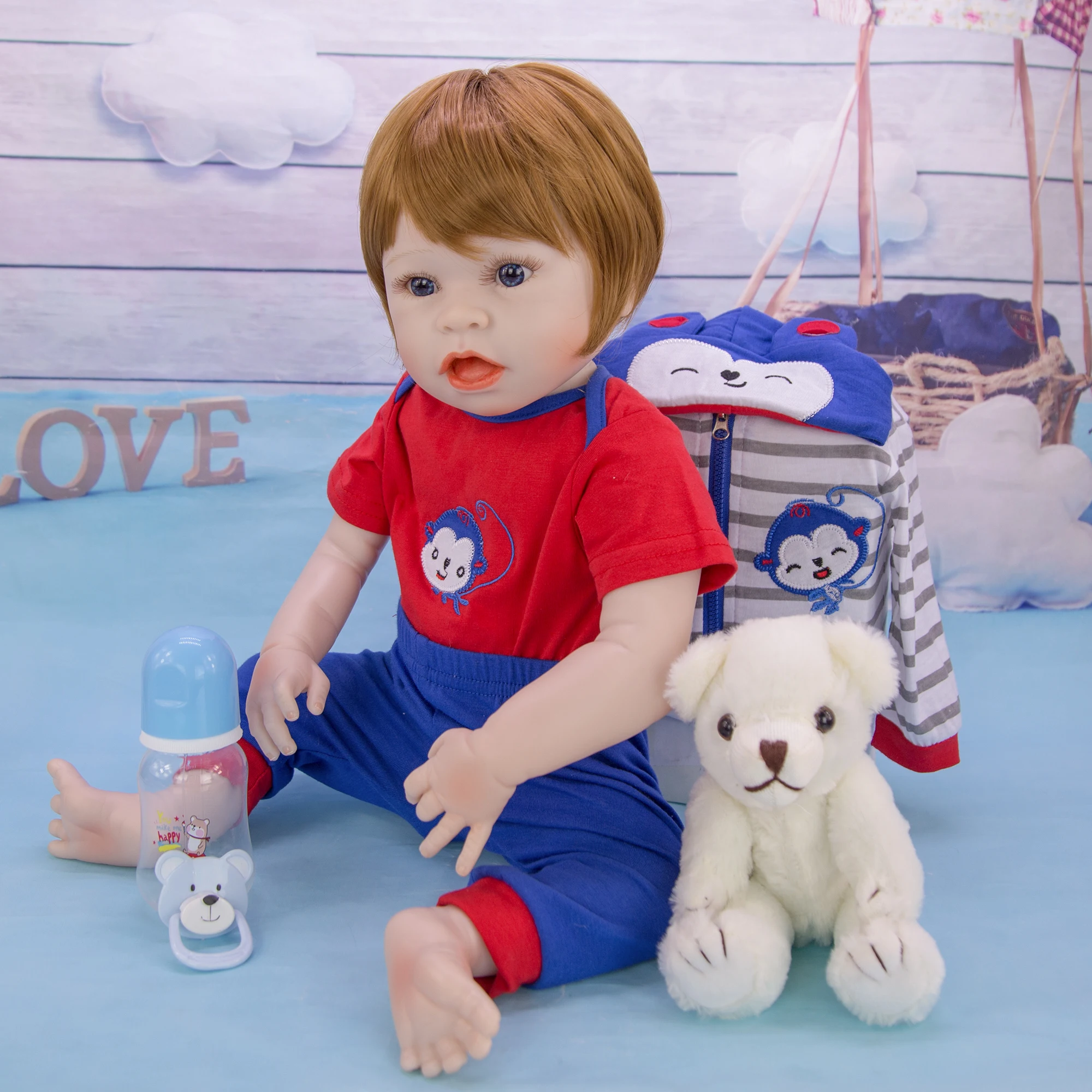 KEIUMI Симпатичные 57 см забавное лицо Reborn Baby Menino полностью силиконовые виниловые