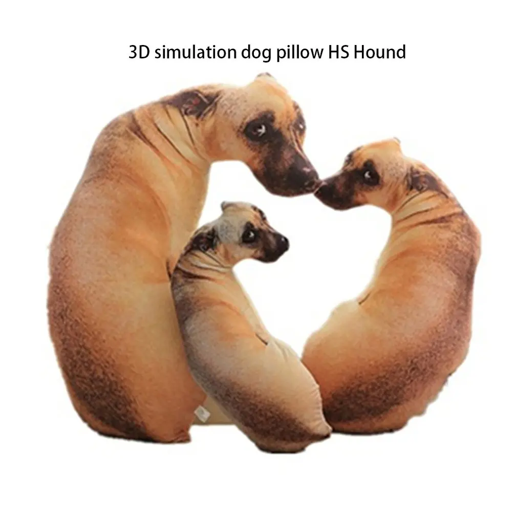 HOT New 3D Lifelike Animal Cute Bend Dog Printed Throw Pillow Funny Dog Head Cosplay Children Favorite Toy Cushion for Home