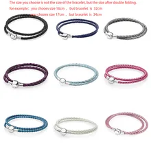 925 пробы серебряный браслет из натуральной кожи с плетеным ремешком модные ювелирные изделия