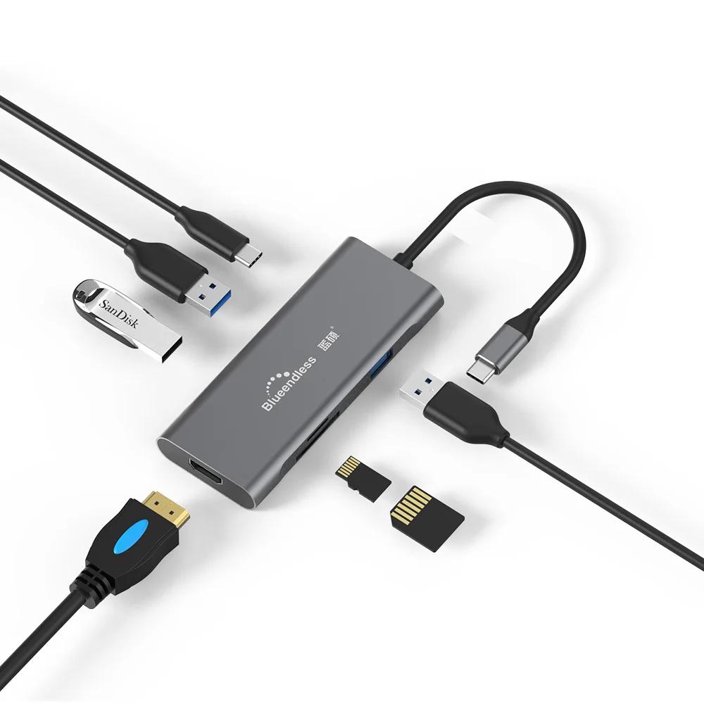 USB 3,0 type-C концентратор Nine-in-one док-станция премиум-usb адаптер Многофункциональный HDMI usb type-C PD порт быстрой зарядки