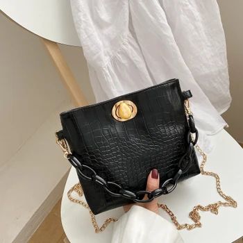 

bags for women 2020 summer new ins net red crocodile pattern bucket bag chain shoulder messenger bag purses and handbags sac