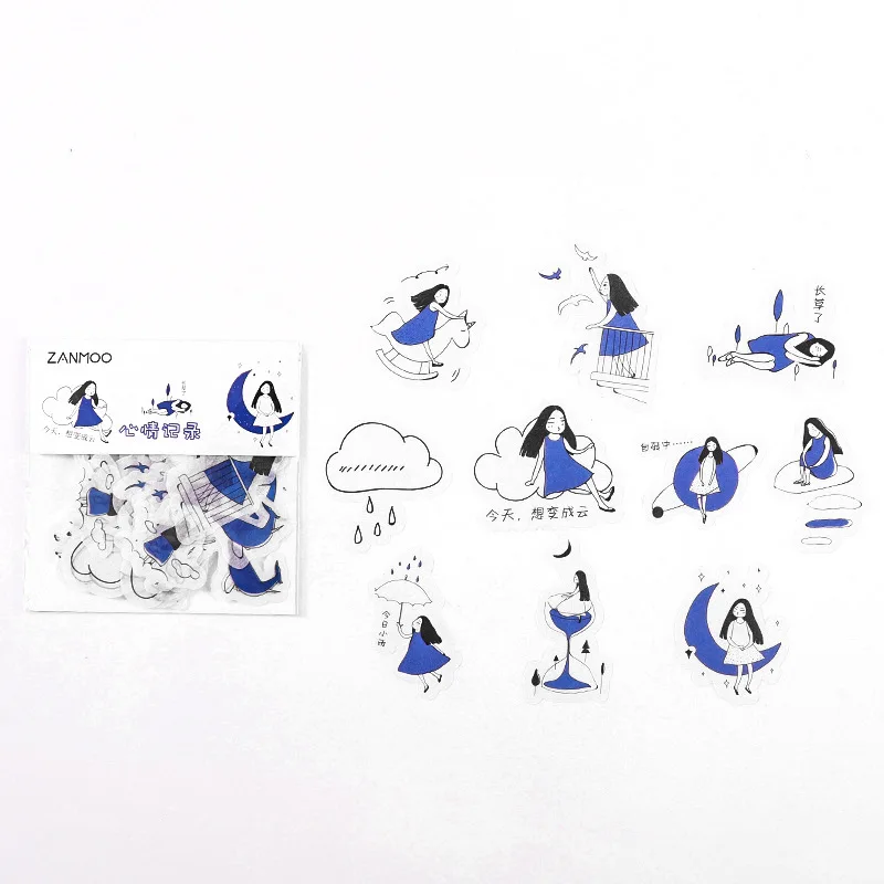 35 шт./компл. Kawaii милые наклейки из мультфильмов для девочек на каждый день с рисунком пуля журнал альбом для стикеров Дневник стикеры для украшения альбома - Цвет: Blue
