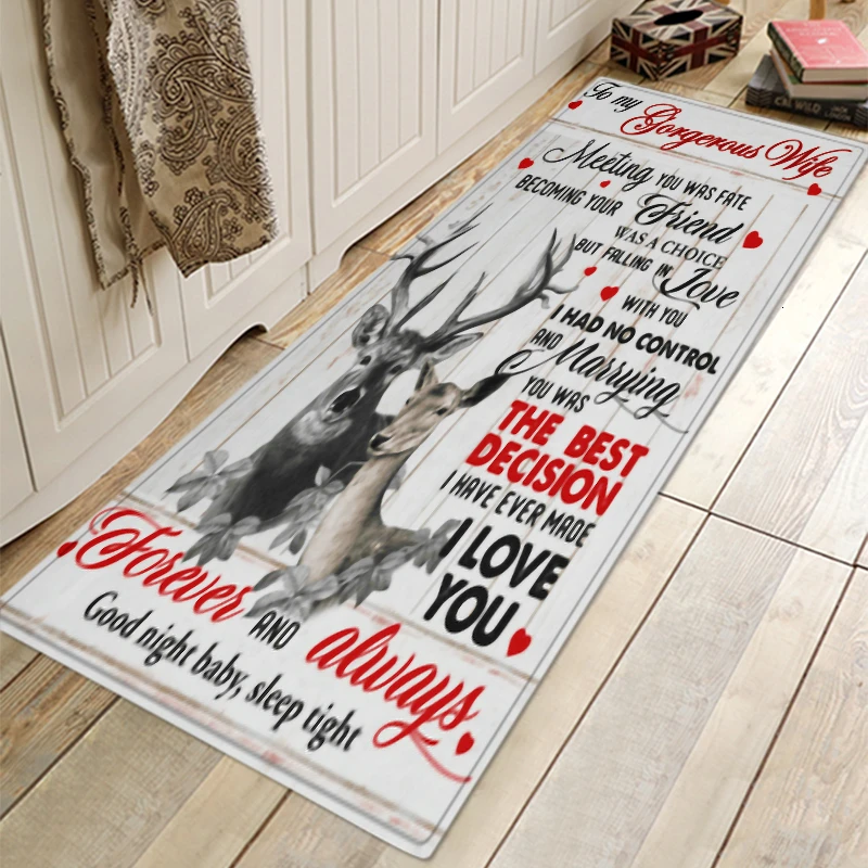 

Christmas Door Floor Mat Xmas Decor AntiSlip Dining Room Fireplace Floor Mat Flannel Bath Rug Kitchen Carpet New Year Home Decor