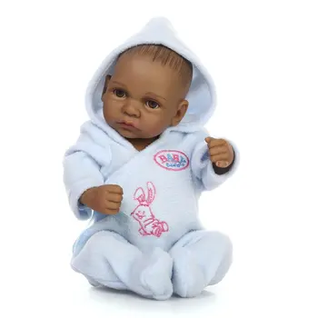 

10 Inch Reborn Baby Doll Toys Black Lifelike Baby Boys Girls Bathing Doll Full Body Soft Silicone Best Birthday Gift for Kids