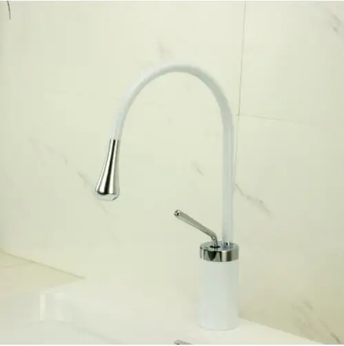 white chrome short Vidric White or Black Bathroom Basin Faucet Hot and Cold Single Handle Lavatory Mixer Tap Brass Material North Europe Style - Цвет: white chrome short