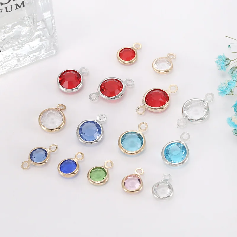 

100pcs/package Crystal Inlaid Edging Small Pendant Round Rhinestone Diy Handmade Earrings Necklace Pendant Headwear Accessories