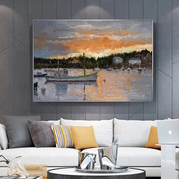 

GoldLife Impression Landscape Canvas Painting Sunset Seascape Wall Art for Living Room Posters and Prints Art No Frame