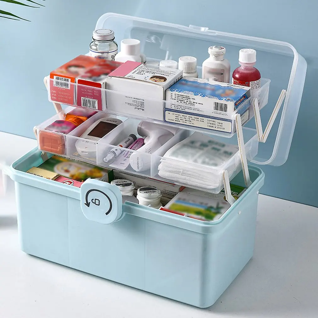 Storage Box 3 Layers Large Capacity Medicine Box First Aid Box Portable