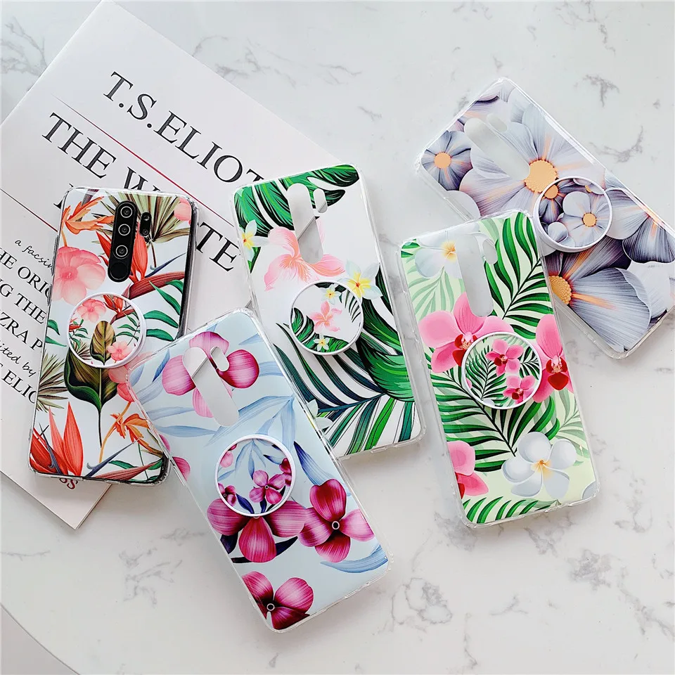 

Cell phone cool flower IMD finger holder case for Redmi Note 8 cover Note 8 Pro Note 7 Note 7 Pro Note 6 Note 6 Pro 5 CASE