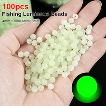 100pc Fishing Floats Beads Luminous Plastic Glow Beads Fishing Rig Beads 4mm 5mm 6mm 8mm Bass Bait Fishing Lure Accessories