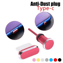 1PC Multicolor Metal Type C Charging Port Anti-Dust 3.5mm Earphone Jack Dust Plug For Samsung S10 Cell Phone Accessories