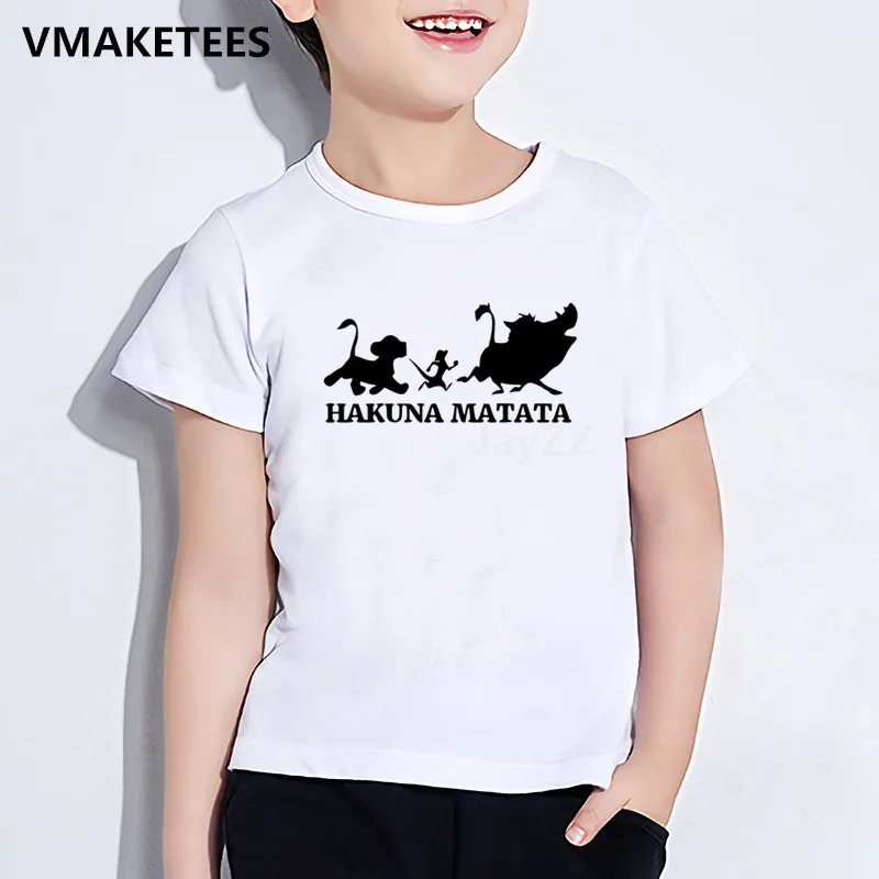Детская футболка с принтом «Акуна Матата» и «Король льва» Детская забавная одежда летняя белая футболка для маленьких мальчиков и девочек HKP2447