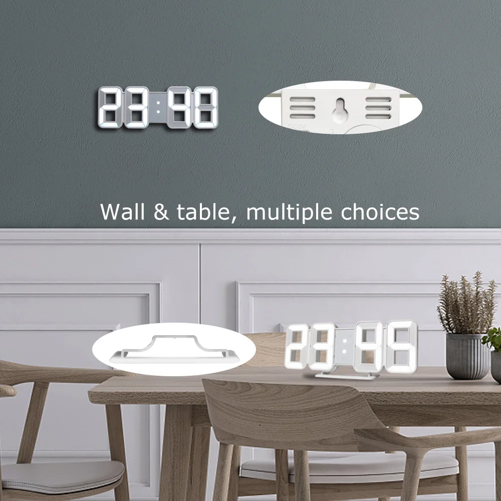 Цифровые настенные часы 3D светодиодный большой календарь времени температурный стол современный дизайн цифровые настольные часы Подсветка домашние часы