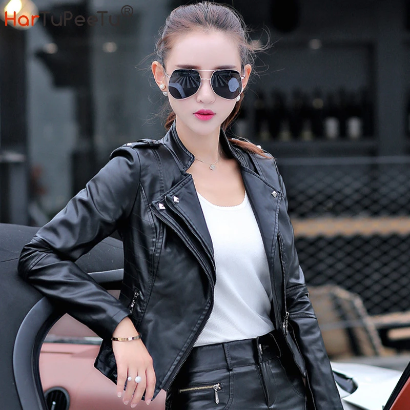faux leather women's jackets