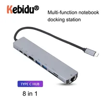 8 в 1 type C концентратор USB C к HDMI USB 3,0 порты USB 2,0 порт USB-C питания Поддержка SD/TF карты для MacBook Pro 3,1 сплиттер